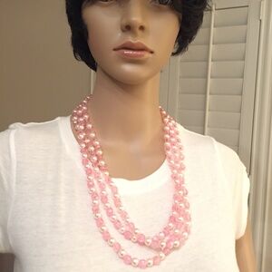 Handcrafted / handmade Pink and white beaded pearls